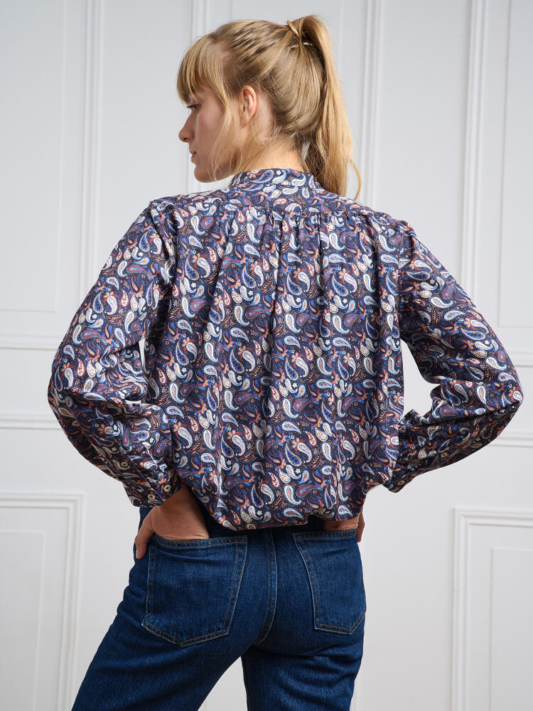 Camicia Janice blu navy con motivo paisley