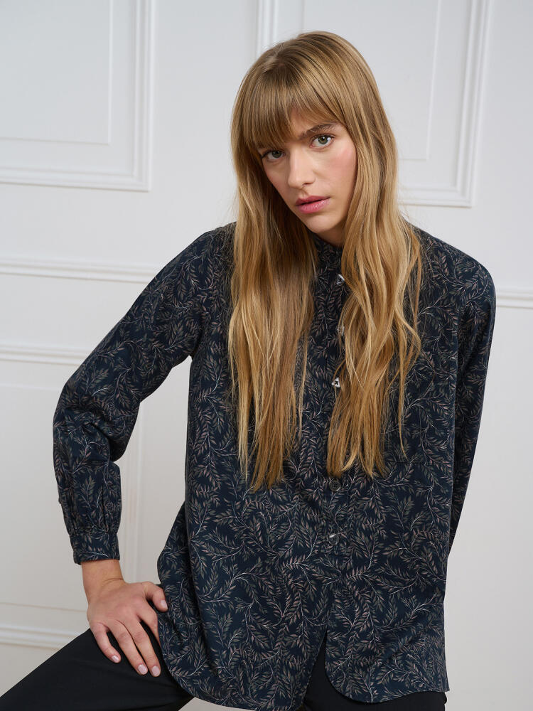 Camicia Janice blu navy con motivo stampato