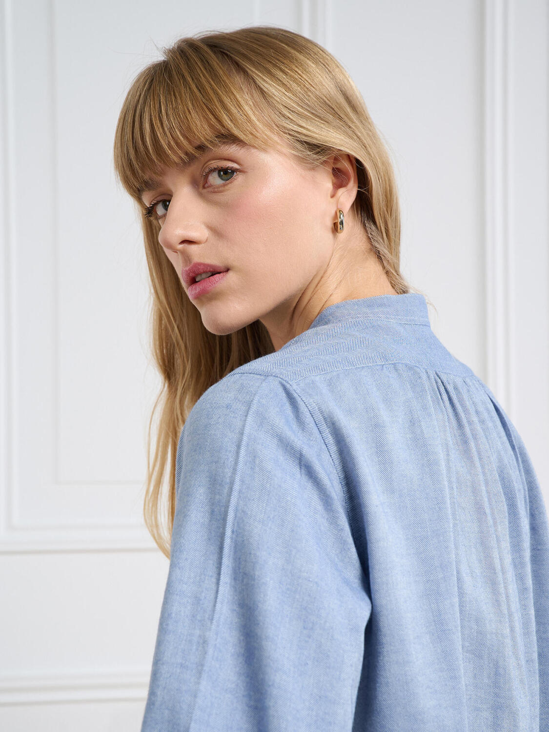 Camicia di flanella celeste Janice