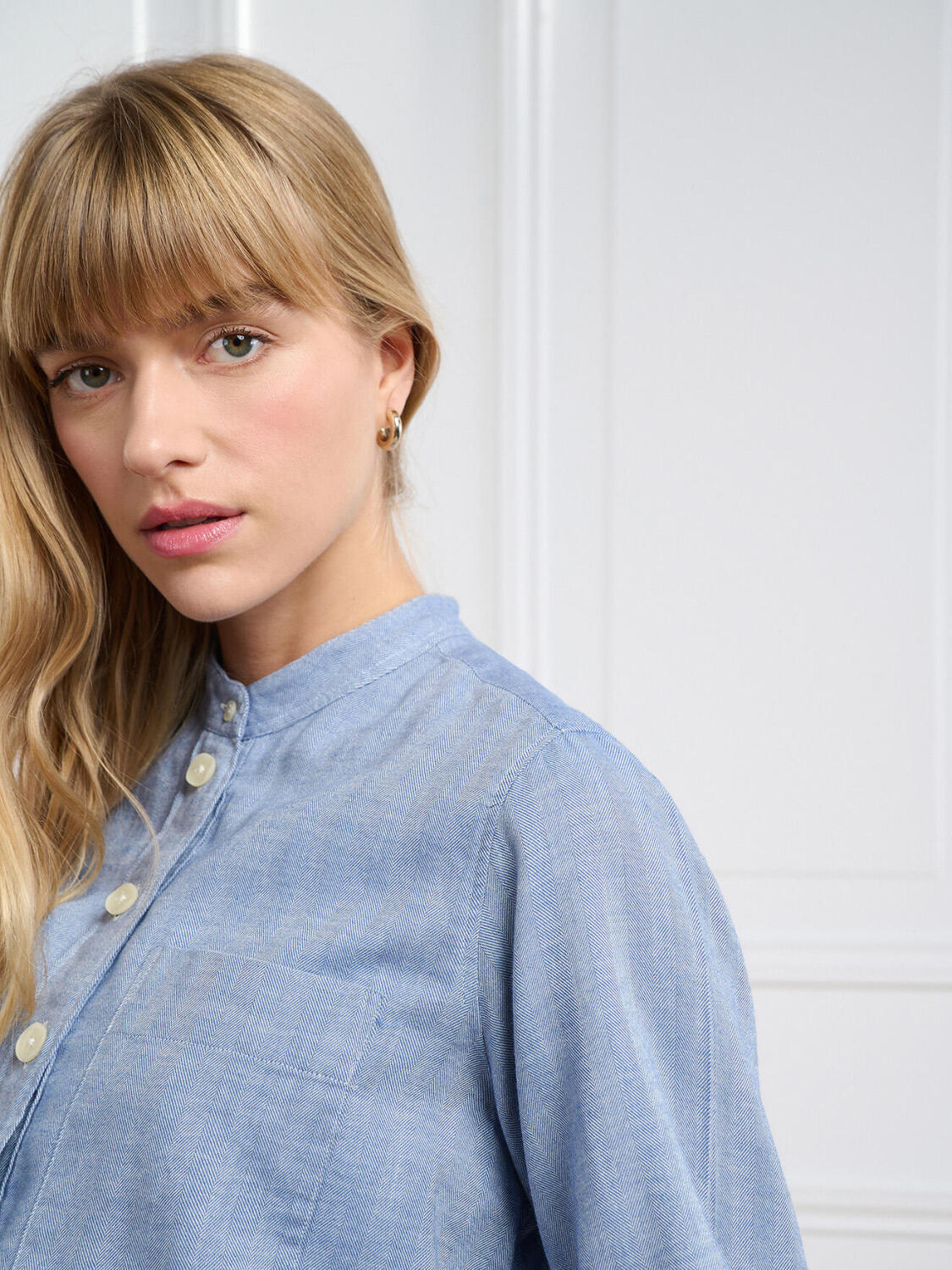 Camicia di flanella celeste Janice