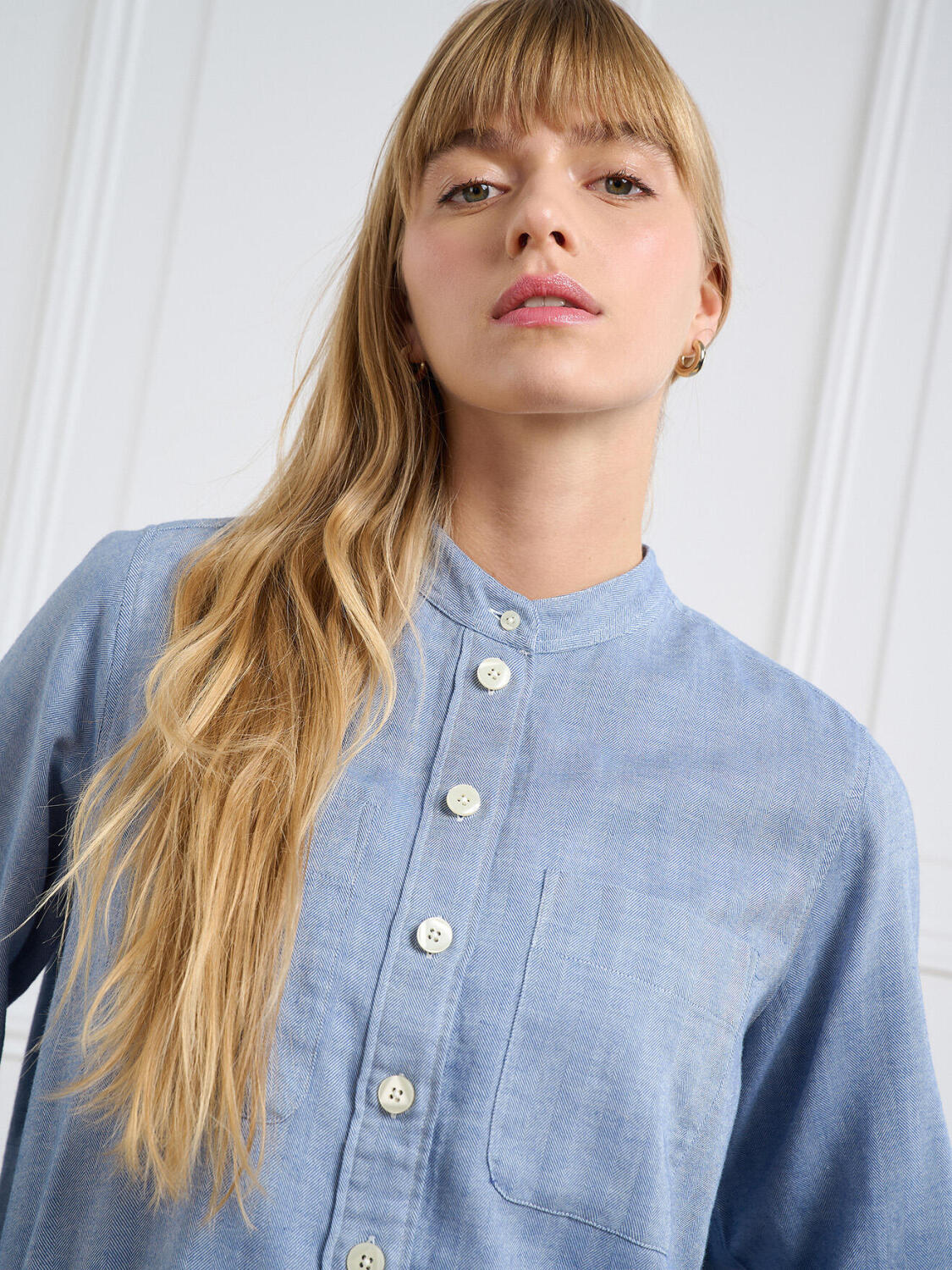 Camicia di flanella celeste Janice