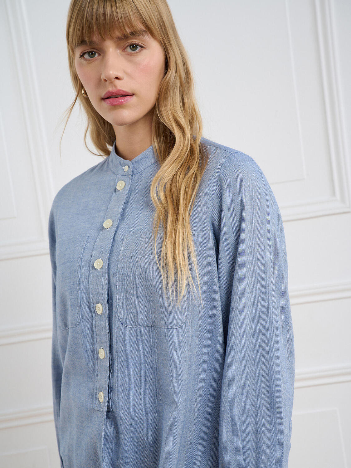 Camicia di flanella celeste Janice