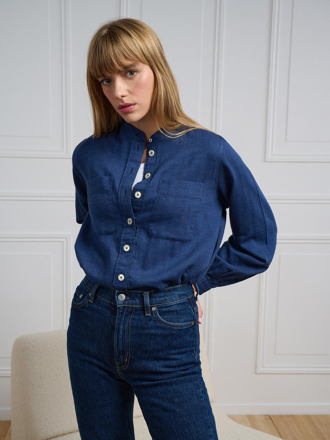 Camicia di flanella blu navy Janice