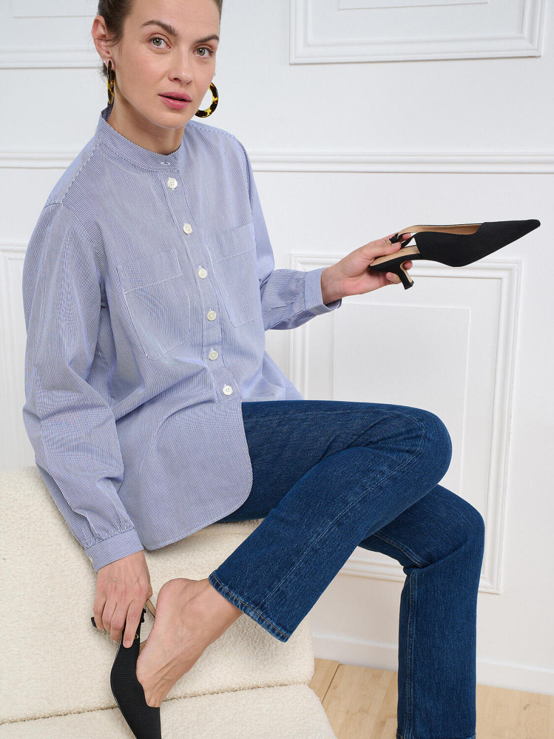 Janice navyblau gestreiftes Hemd
