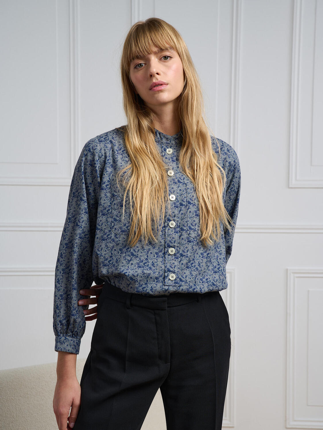 Chemise Janice en flanelle grise à motifs imprimés