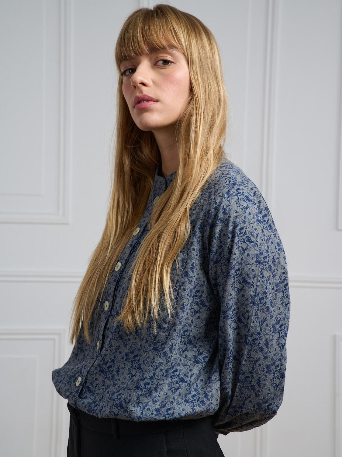 Chemise Janice en flanelle grise à motifs imprimés