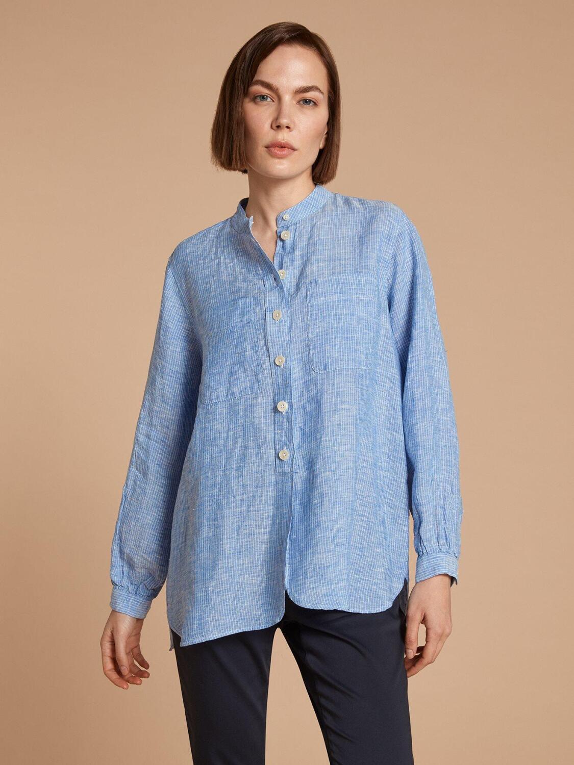 Chemise Janice en lin oc&eacute;an &agrave; rayures