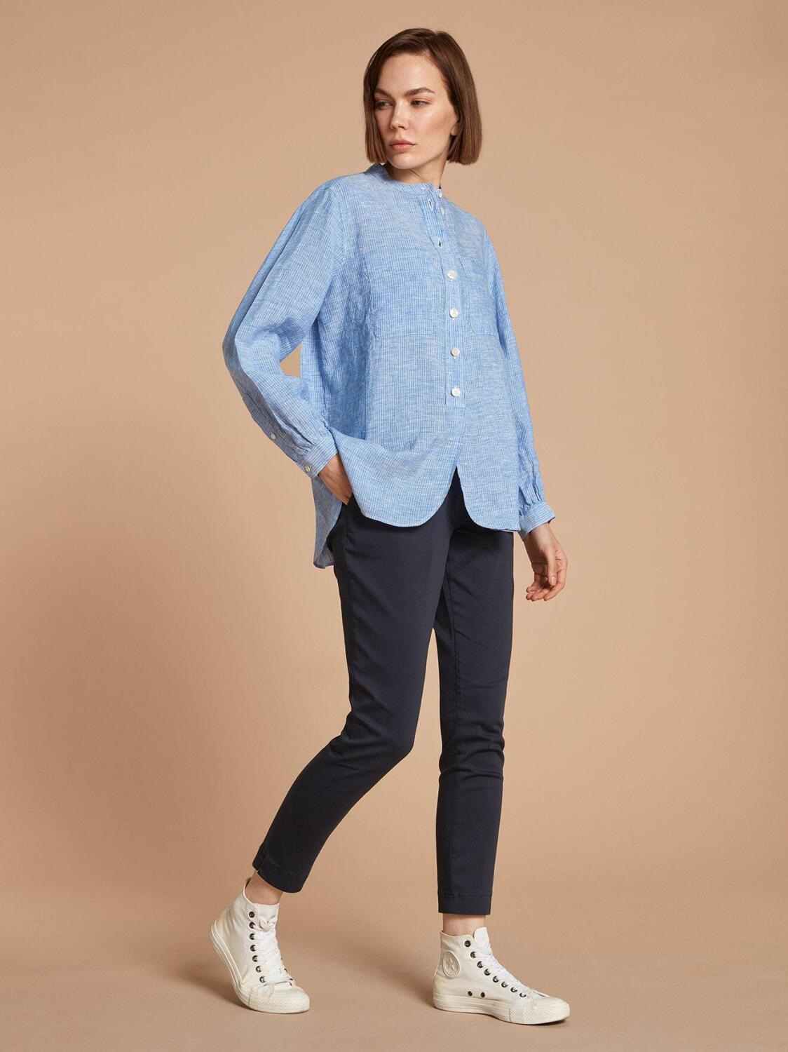 Chemise Janice en lin oc&eacute;an &agrave; rayures