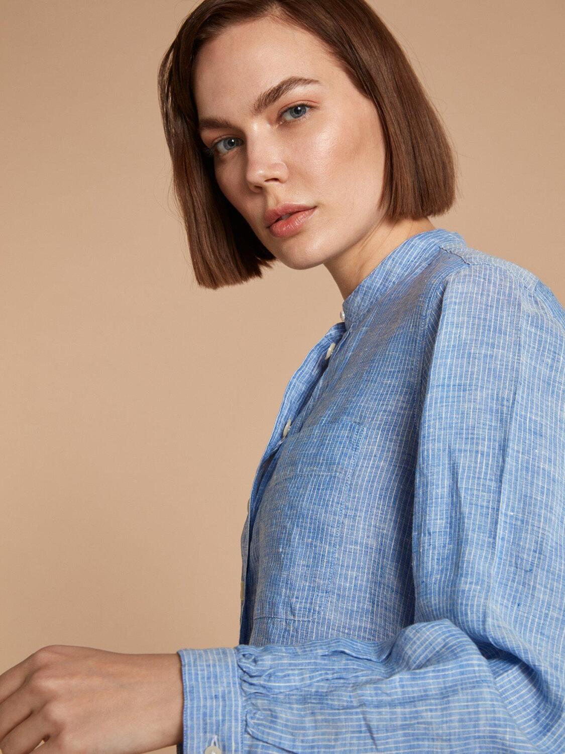 Chemise Janice en lin oc&eacute;an &agrave; rayures