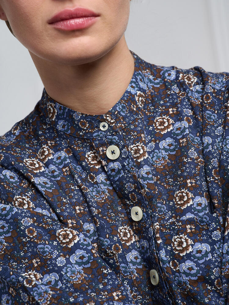 Janice navy blue shirt with floral print