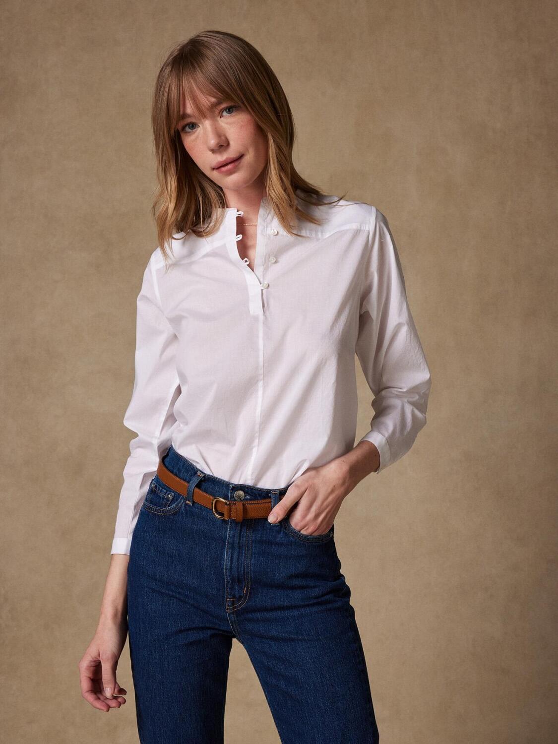 L&eacute;a overhemd in witte katoenvoile