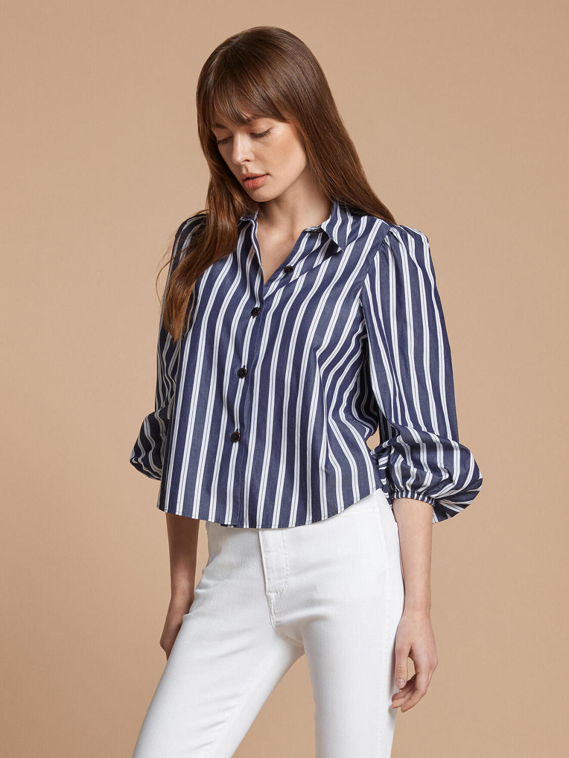 Manon shirt with navy stripes