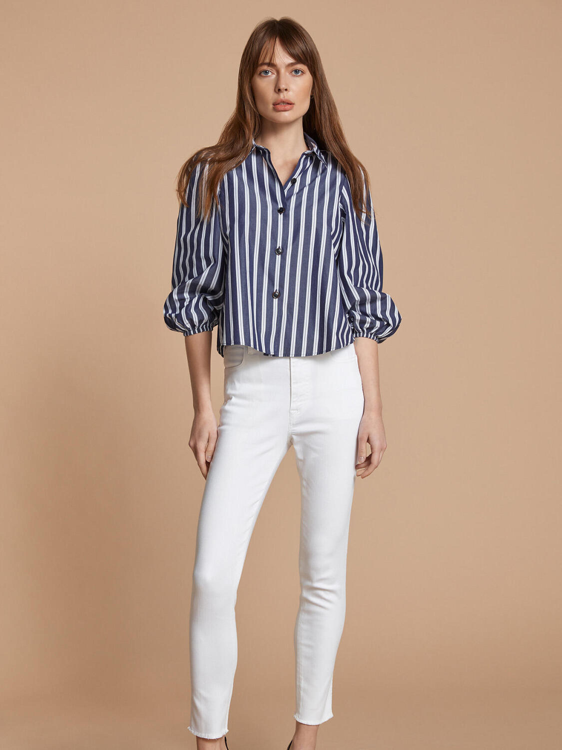 Manon shirt with navy stripes