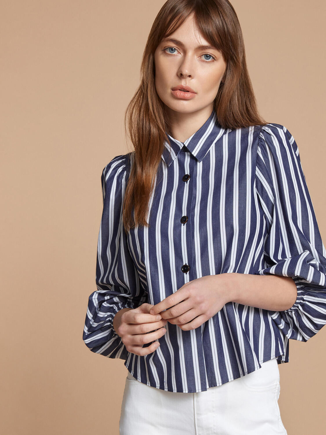 Manon shirt with navy stripes