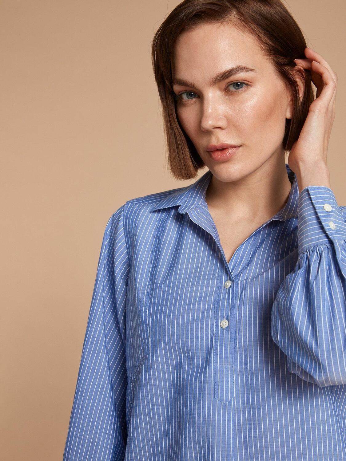 Ninon blue stripes jeans shirt