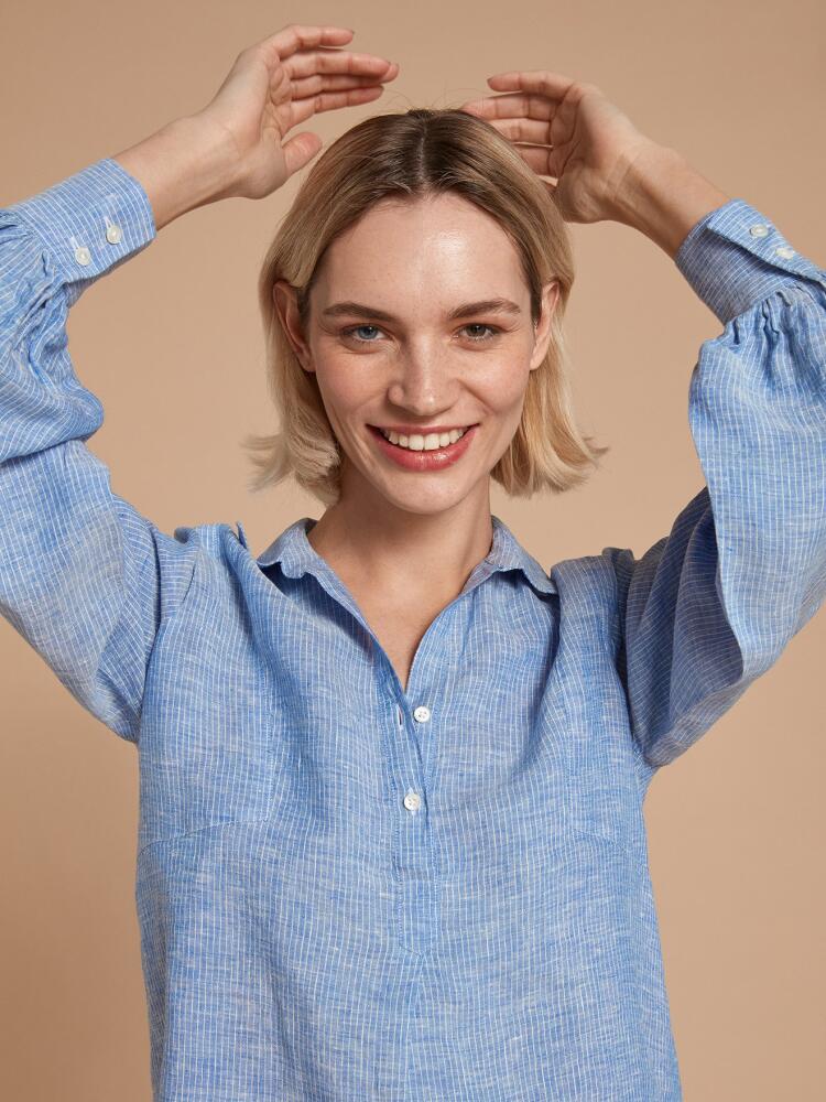 Chemise Ninon en lin océan à rayures