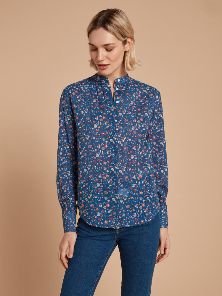 Chemise Palma bleue à imprimé liberty