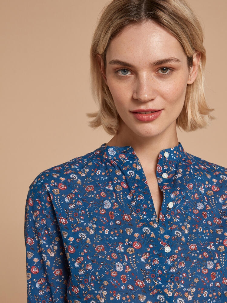 Chemise Palma bleue à imprimé liberty