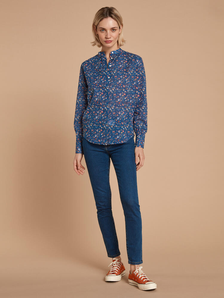 Chemise Palma bleue à imprimé liberty