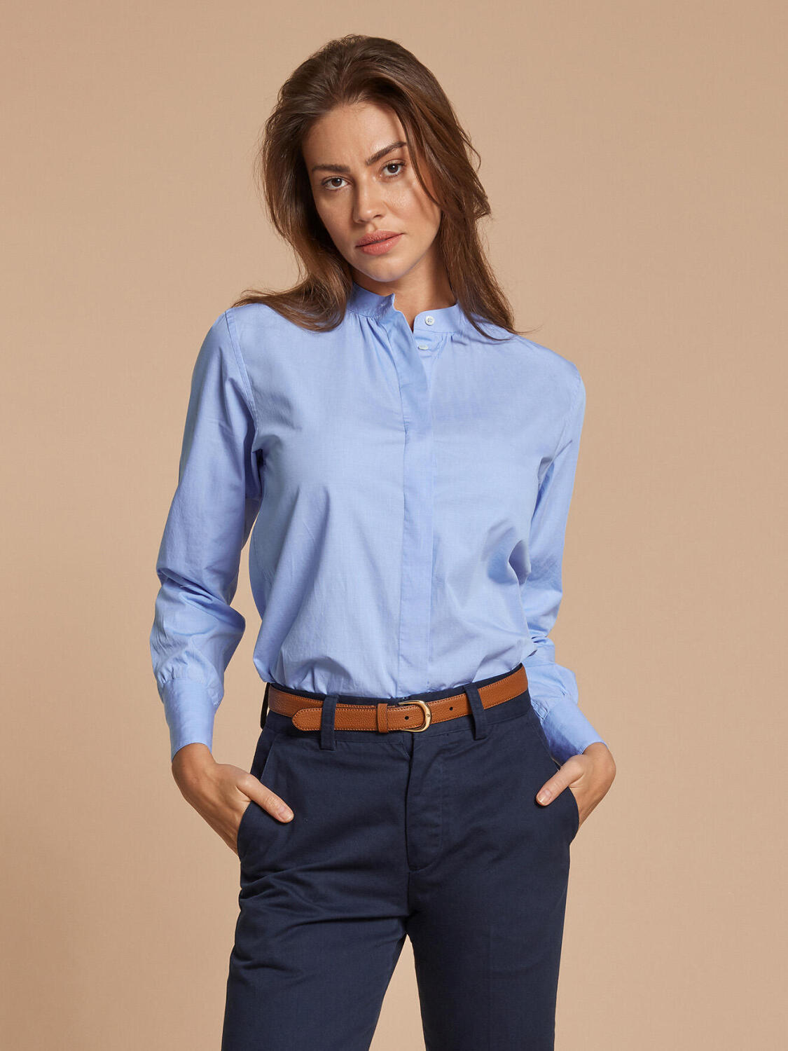 Camicia Palma in popeline cielo