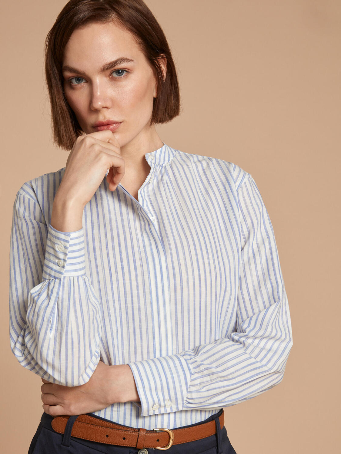 Palma blue stripes linen shirt
