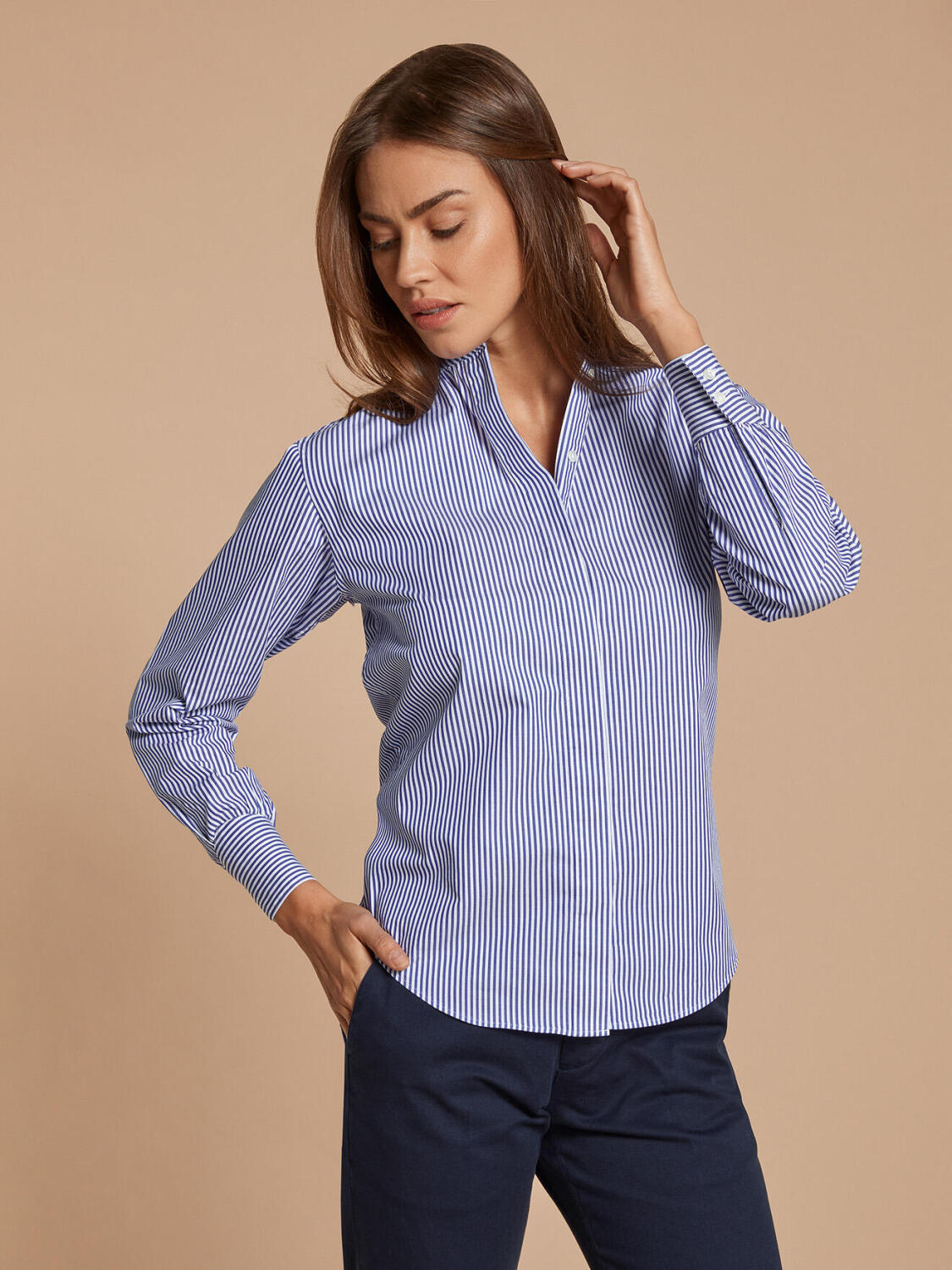 Camicia Palma a righe indaco