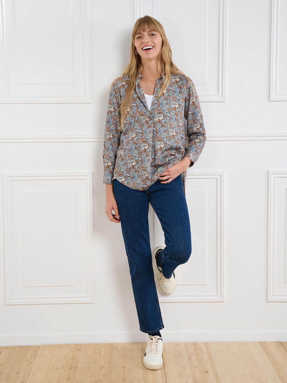 Paloma brown shirt with printed pattern