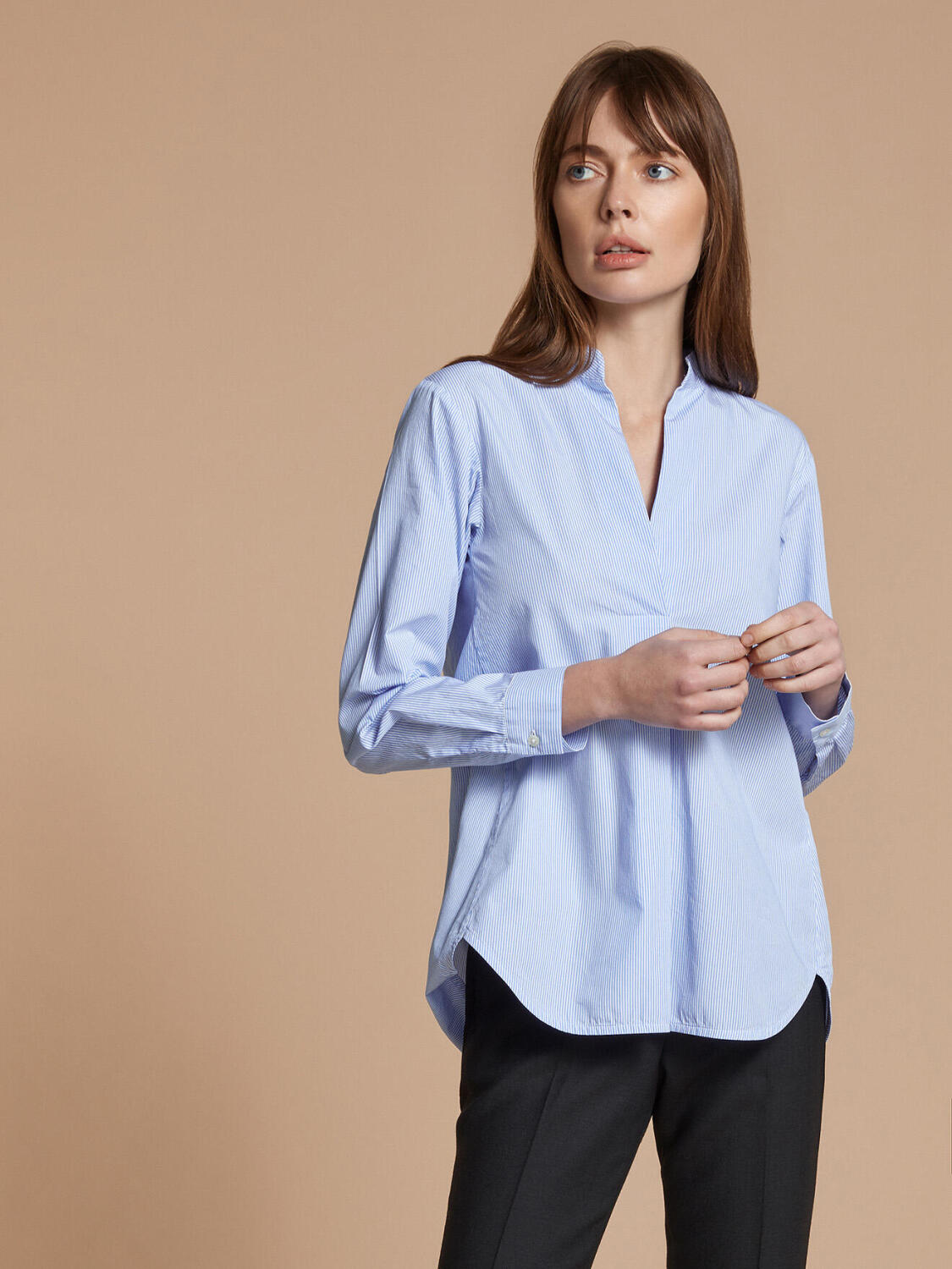 Camicia Paloma a righe cielo