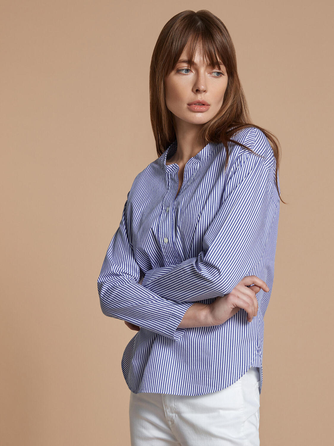 Chemise Romy &agrave; fines rayures marine