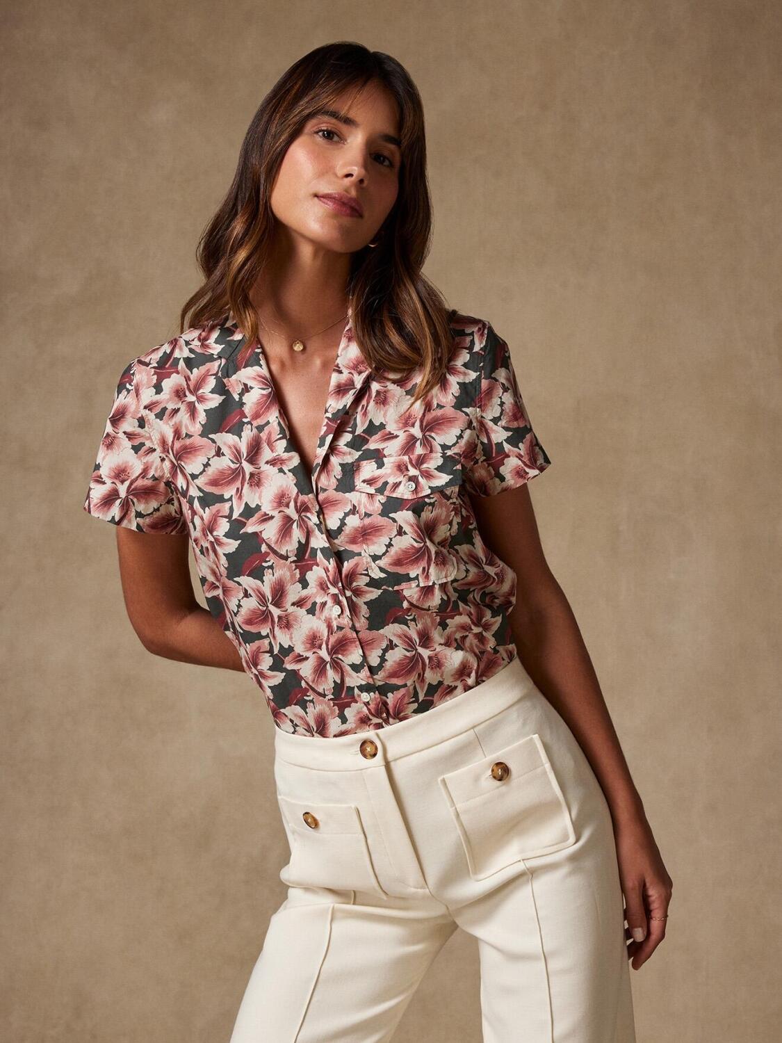 Camisa Salina con estampado de dalias