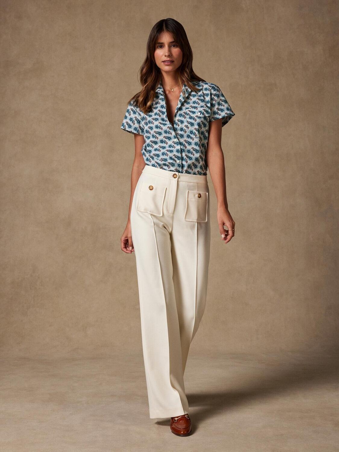 Salina ivoor bloemenprint overhemd