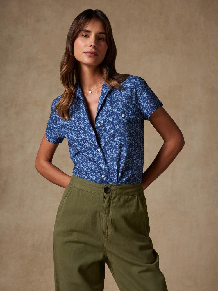 Camicia Salina con stampa floreale indaco