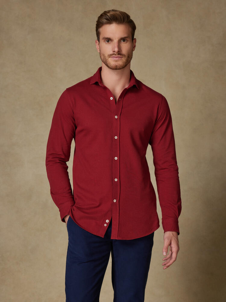 Camicia in piqué di cotone bordeaux - Edizione limitata