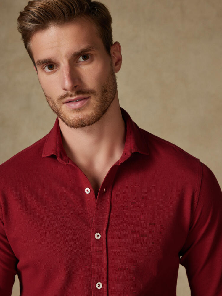 Camicia in piqué di cotone bordeaux - Edizione limitata