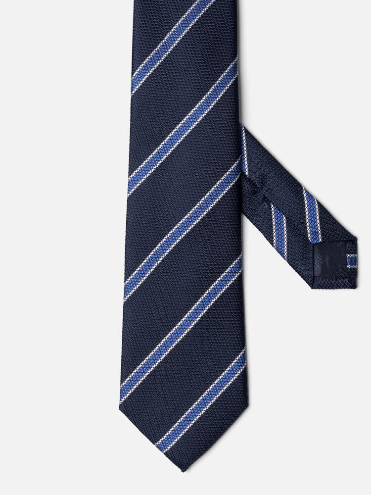 Corbata de seda con rayas azules