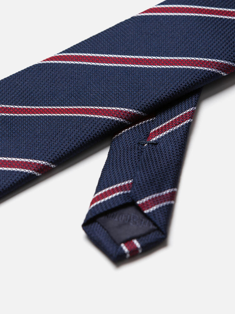 Silk tie with burgundy stripes