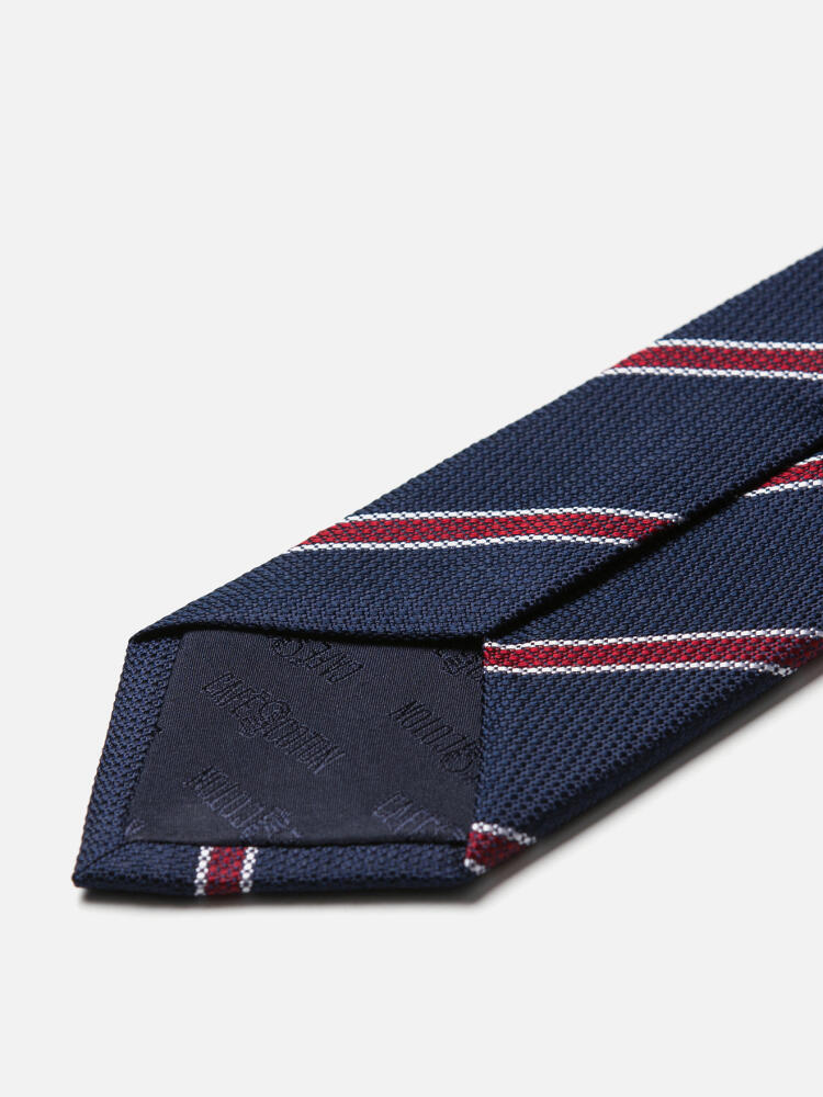 Silk tie with burgundy stripes