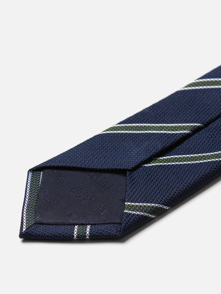 Khaki stripes silk tie