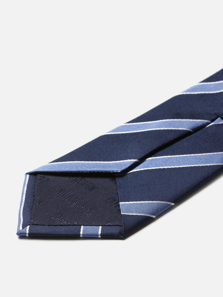 Corbata Barney azul marino con rayas celestes