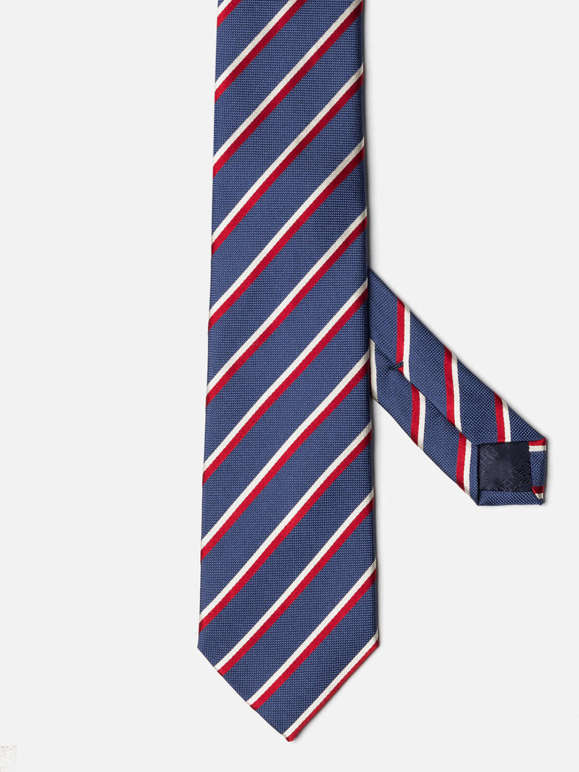 Blue silk Bob tie with red stripes