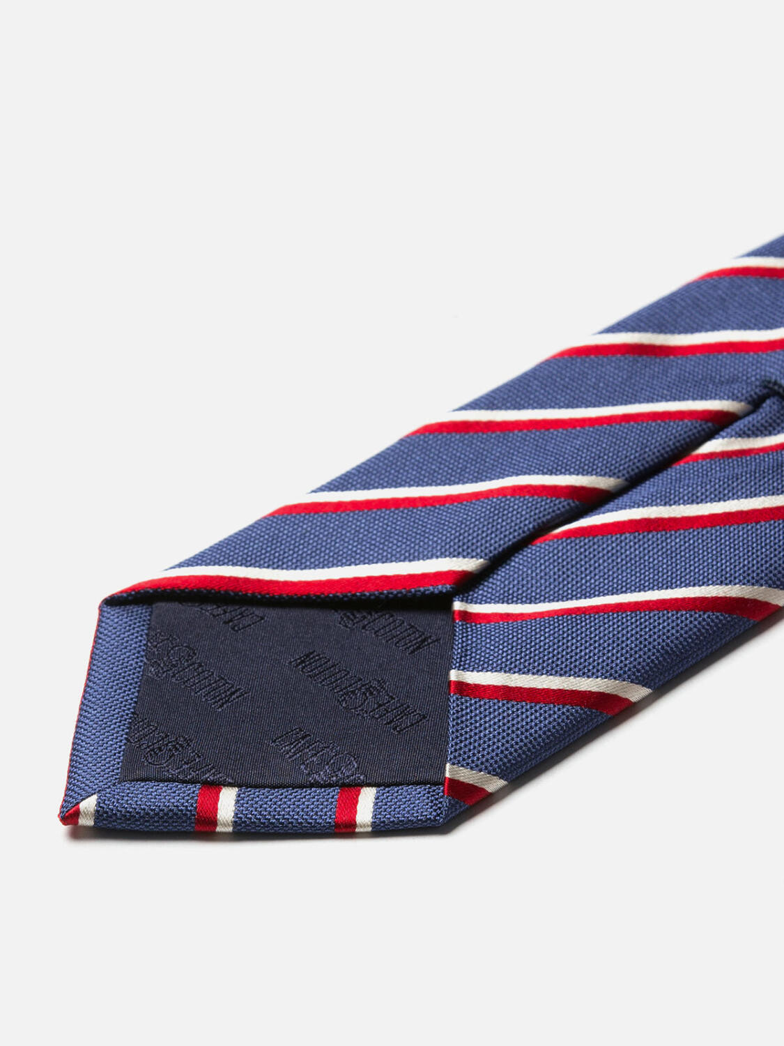 Blue silk Bob tie with red stripes