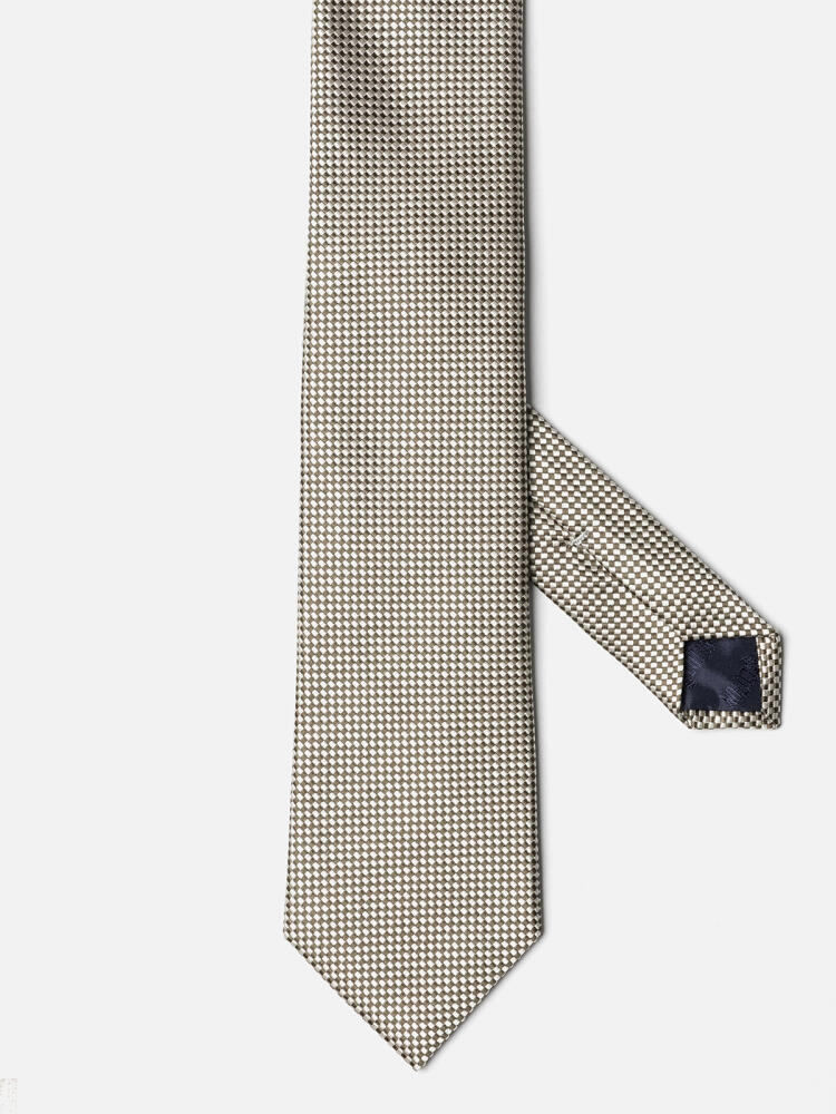 Khaki Cleo silk tie