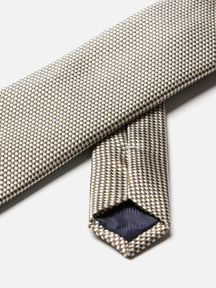 Khaki Cleo silk tie