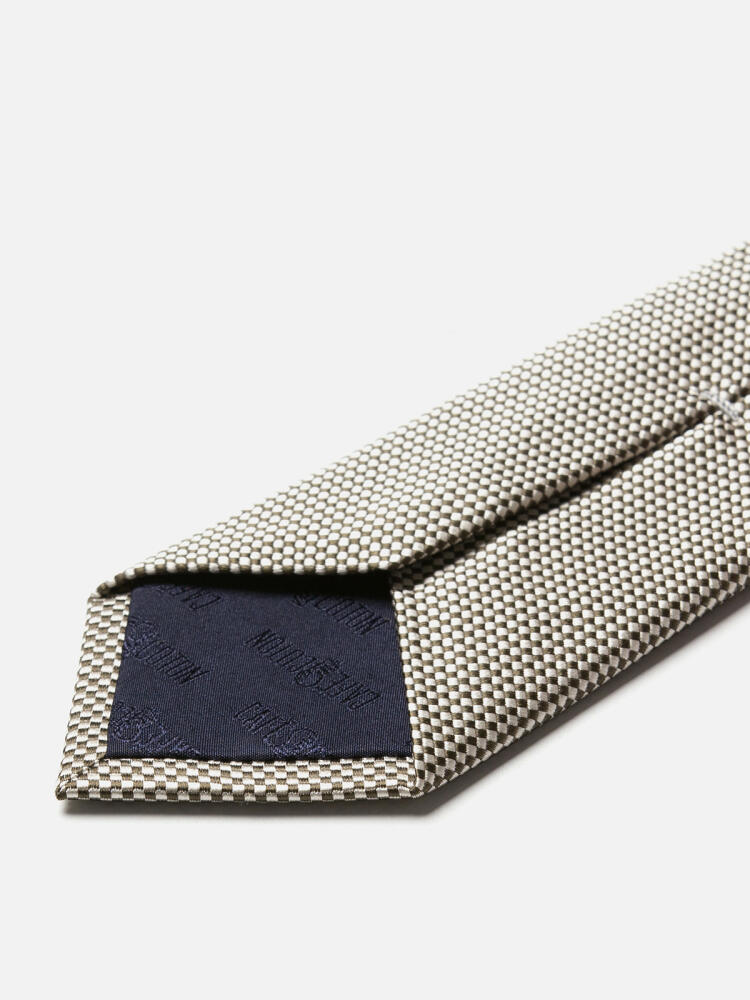 Khaki Cleo silk tie