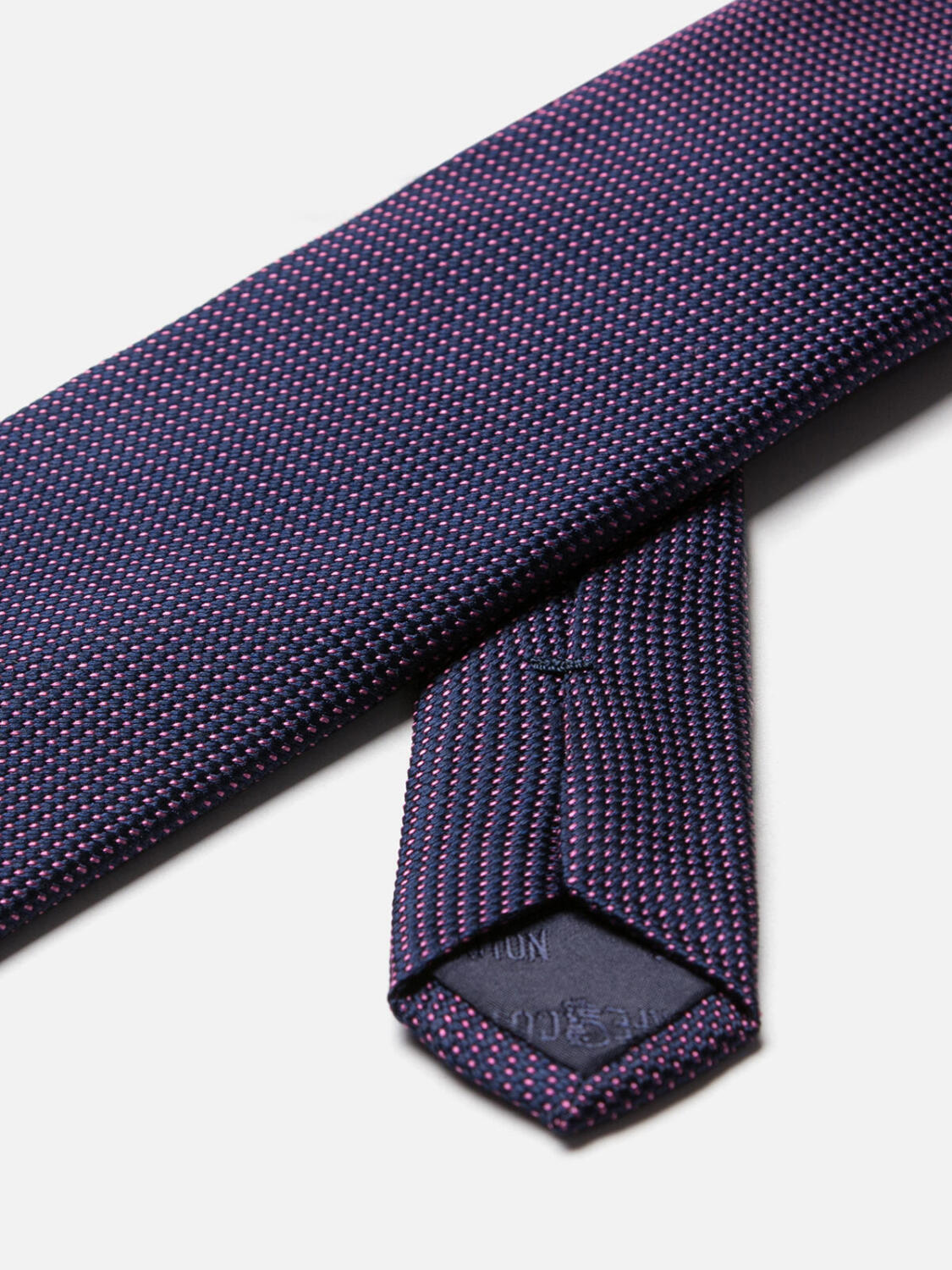 Navy pink Como silk tie