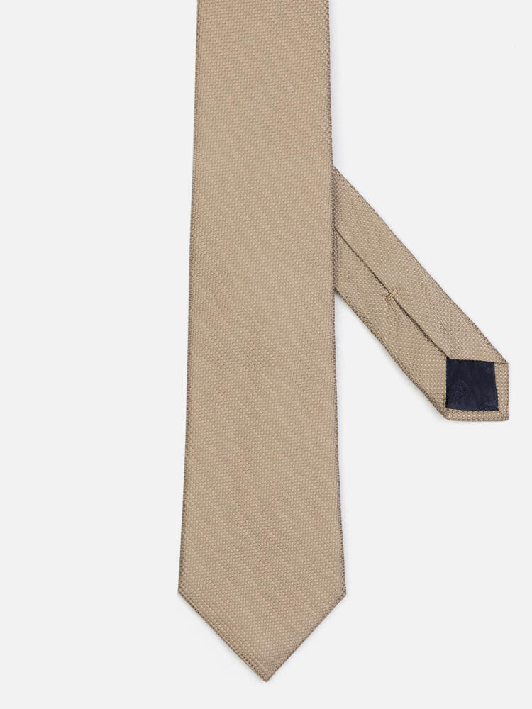 Cravate Deven en soie textur&eacute;e beige