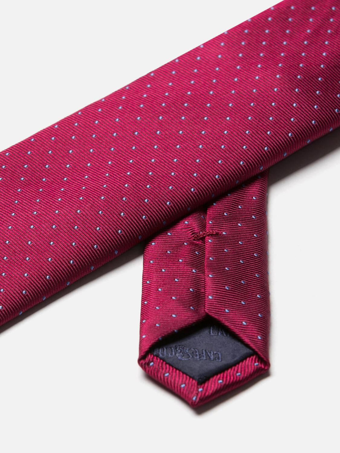 Enrico cravatta bordeaux con pois celesti