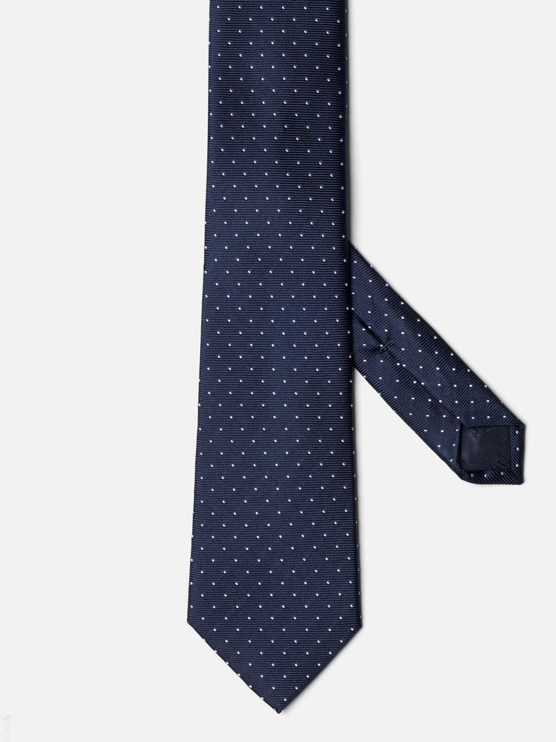 Enrico cravatta blu con pois grigi