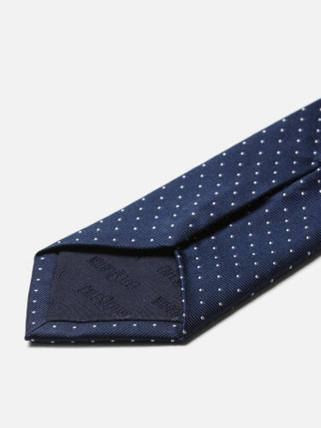 Enrico cravatta blu con pois grigi