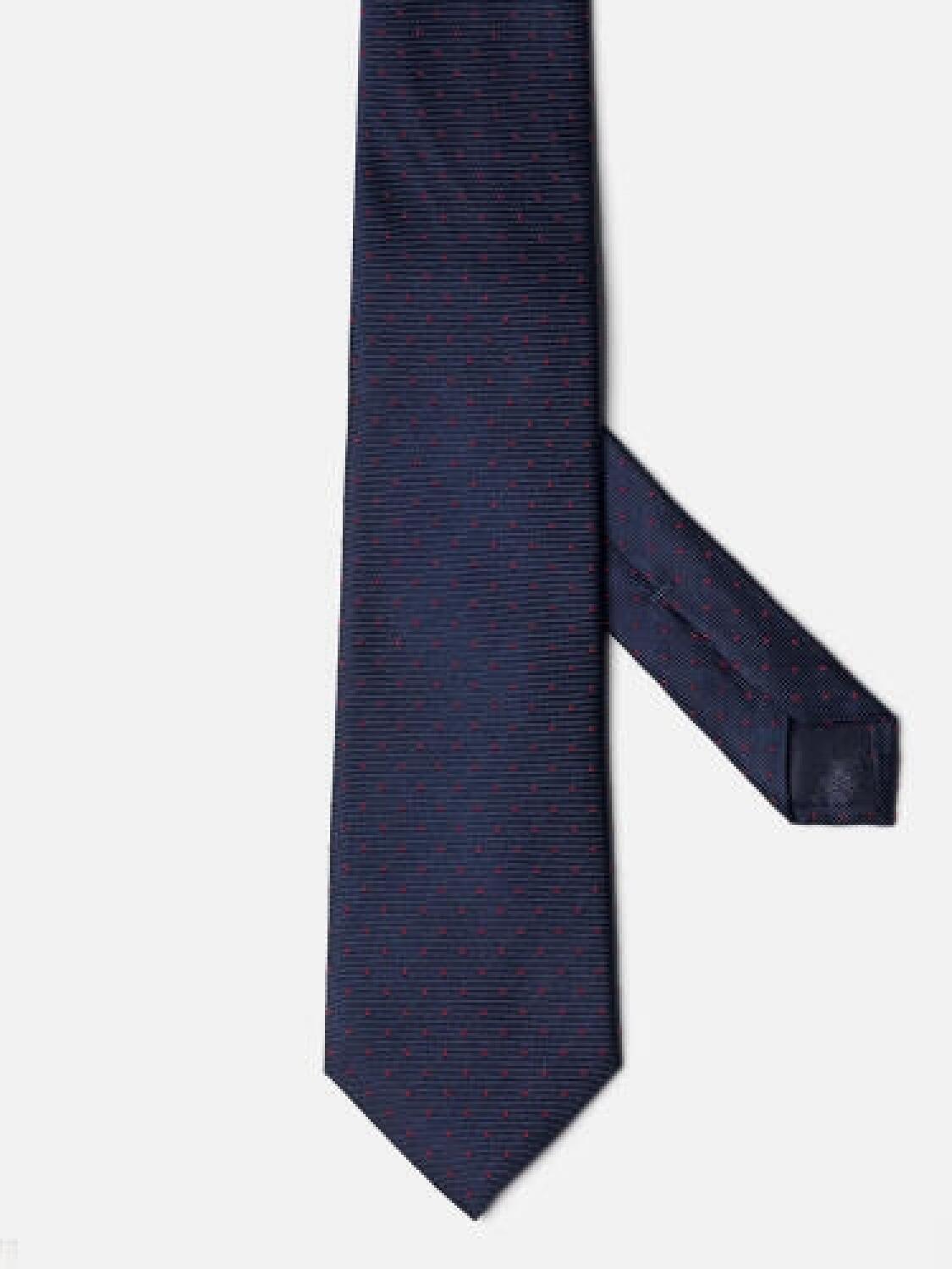 Navy Enrico silk tie with red dots